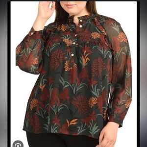 Daniel Rainn Floral Sheer Blouse